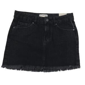We The Free Out of Ordinary Black Wash Denim Frayed Hem Mini Skirt Size 00